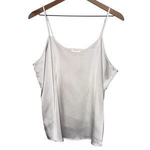 Silky V Neck White Camisole Top Fairy Elegant Layering‎ Tank Top Blouse